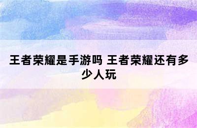 王者荣耀是手游吗 王者荣耀还有多少人玩